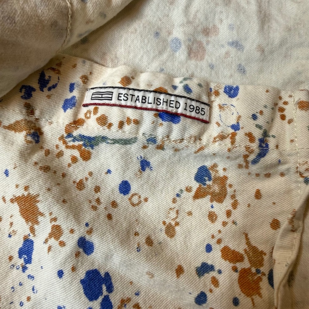 Tommy Hilfiger Denim Mens Medium Paint Splatter Short Sleeve Button Down Shirt - Picture 4 of 13